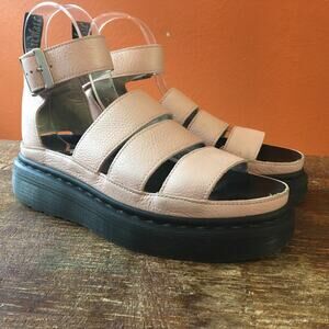 Dr Martens Clarissa II Quad Metallic Leather Shoe Womens 9 Light Pink Sandal